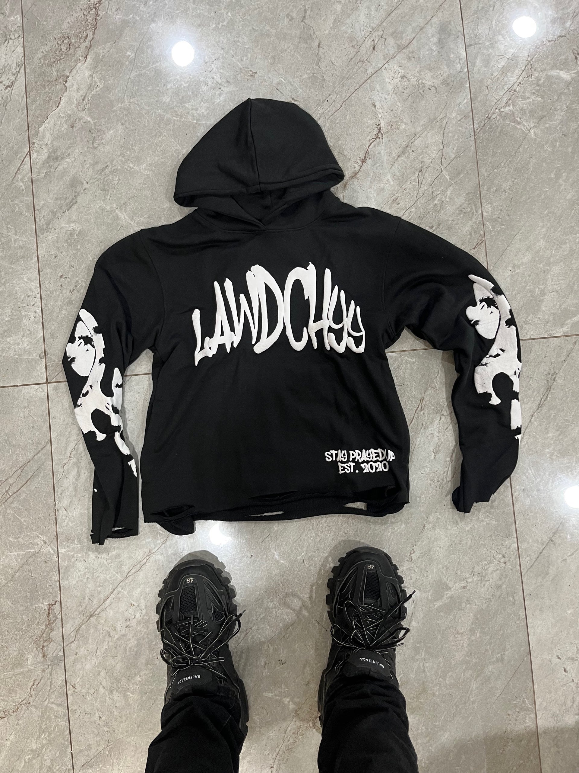 MIDNIGHT BLACK CROPPED HOODIE image 0