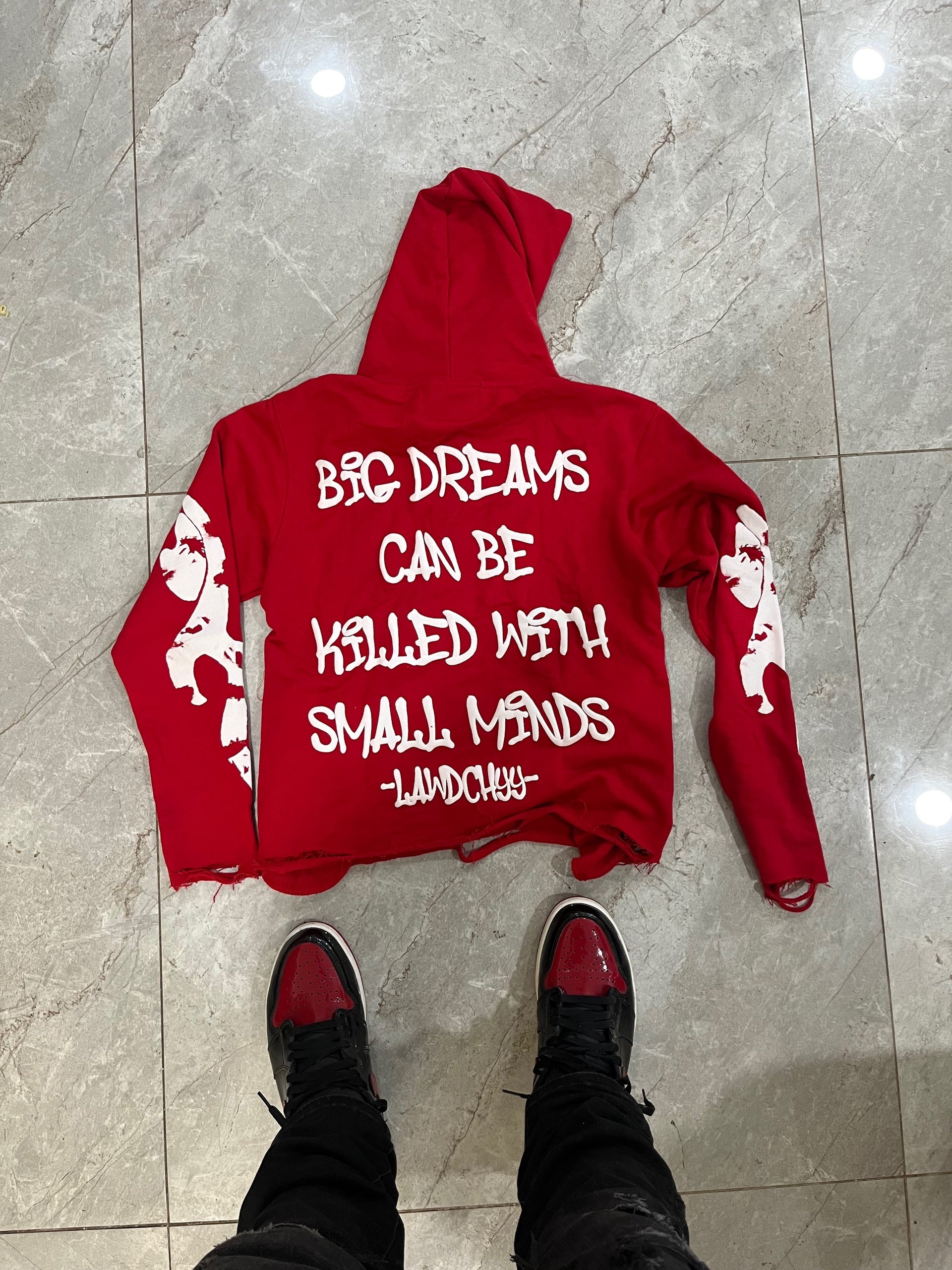 CHERRY RED CROPPED HOODIE image 1